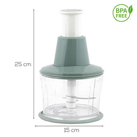 Porsima 232 Basmalı Pratik El Rondosu 3 Bıçaklı Blender Doğrayıcı 1000ml Yeşil