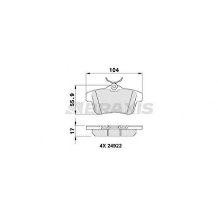 Psa Arka Fren Balatası P308 Rcz C4 II Ds4 P3008 P5008 P508 1.6gti / 1.6hdi / 2.0hdi 07 / 10> - Braxıs Aa0106