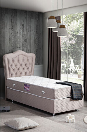 Camelli New İkili Set, Tek Kişilik Baza Başlık Seti, Bej