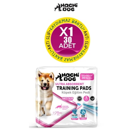 Hachi Dog Yatak Koruyucu 60x90 Kaydırmaz Bantlı 5 Katman 30'lu