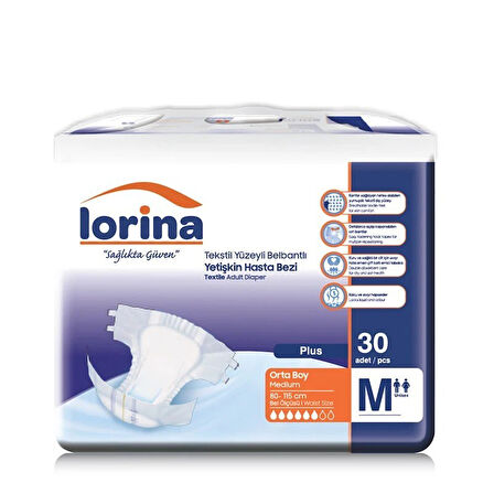LORİNA BELBANTLI ORTA BOY MEDIUM HASTA BEZİ 30 ADET