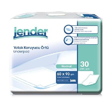 Jender Yatak Koruyucu Örtü Underpad 60x90cm 30 lu 1 Paket