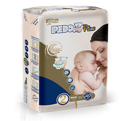 Pedo Plus Bebek Bezi Beden:2 (3-6KG) Mini 40 Adet Jumbo Pk