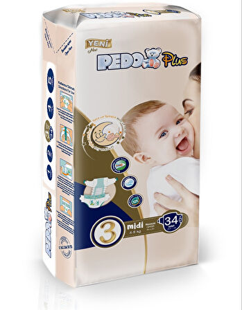 Pedo Plus Bebek Bezi Beden:3 (4-9KG) Midi 34 Adet Jumbo Pk