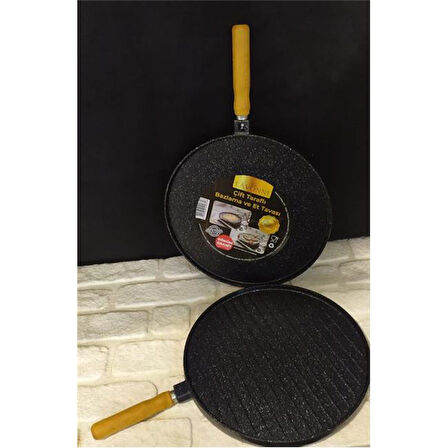 Lavonni 32 Cm Döküm Çift Taraflı Tava Siyah