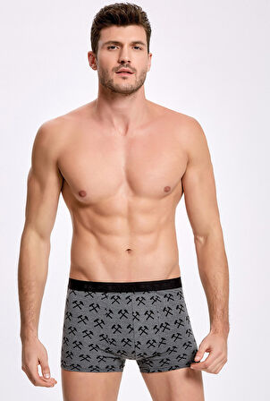 İlke 1601 Erkek Likralı Desenli Boxer