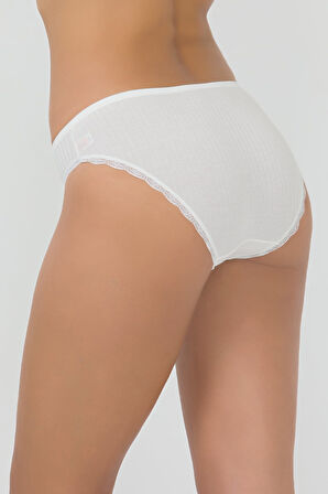 Kadın Dantel Detaylı İnce Çizgili Külot