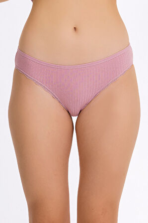 Kadın Dantel Detaylı İnce Çizgili Külot