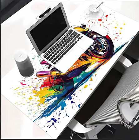 70X30 CM YARIŞ MOTORSİKLETİ TEMALI KAYDIRMAZ TABAN SPEED YÜZEY OYUNCU MOUSE PAD GAMİNG