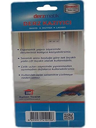 Derz Kayıcı Derzmatik Fırçalı Çift Kazıyıcılı Çelik Uçlu