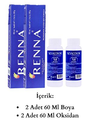 Renna Tüp Boya 60 Ml 4-6 Kestane Kızıl 2li Set Oksidan Hediyeli