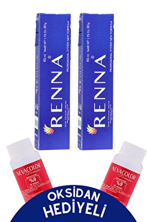Renna Tüp Boya 60 Ml 8-34 Açık Kumral Dore Bakır 2li Set Oksidan Hediyeli