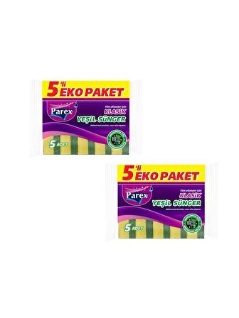 PAREX 5'Lİ KLASİK YEŞİL SÜNGER DÜZ 2 PAKET