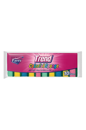 Trend Rengarenk Sünger Düz 10'lu