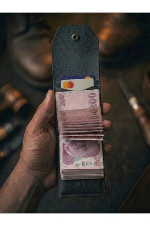 Hakiki Crazy Deri Kişiye Özel İsim Yazılı Cüzdan - Yüksek Nakit Kapasiteli Minimalist Model Crazy Siyah