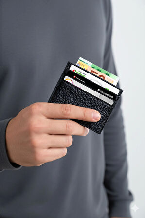 Erkek Kartlık Cüzdan Kişiye Özel İsim Baskılı Hakiki Deri Minimalist Slim Fit Model