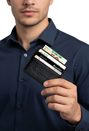 Erkek Kartlık Cüzdan Kişiye Özel İsim Baskılı Hakiki Deri Minimalist Slim Fit Model