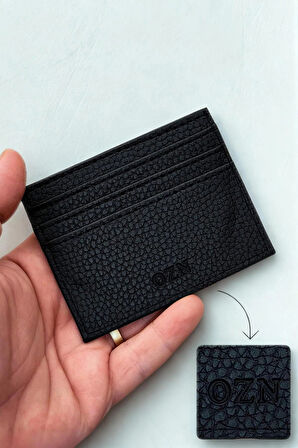 Cüzdan & Kartlık İsim Baskılı Unisex Model Mini Ve Ince Deri Dizme Floter Siyah Portföy