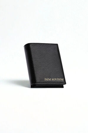 İsim Baskılı Hakiki Deri Cüzdan Fermuarlı 11 Kart Bölmeli Dik Model