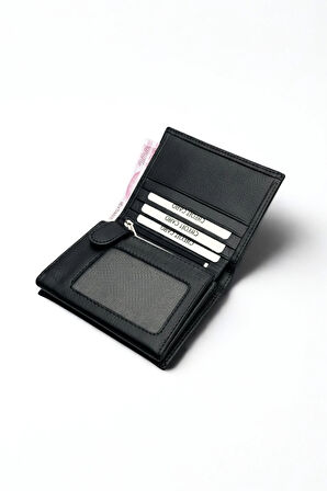 İsim Baskılı Hakiki Deri Cüzdan Fermuarlı 11 Kart Bölmeli Dik Model