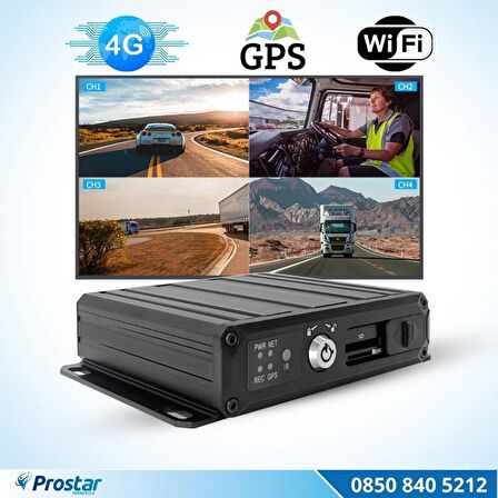 SD Kartlı Uzaktan izlemeli 4 Kanal 1080P GPS 4G WIFI  E5204 Profesyonel Mobil DVR Kayıt Cihazı