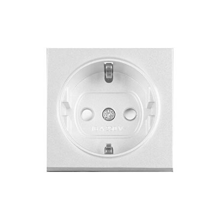 VİKO Novella Metalik Beyaz Çocuk Korumalı Topraklı Priz Kapak