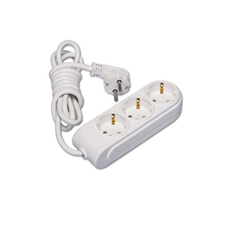 MAKEL Yeni Grup Priz Üçlü Topraklı Kordonlu 2mt Beyaz