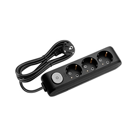 VİKO Grup Priz Üçlü Topraklı Anahtarlı Çocuk Korumalı 3mt Kablolu Siyah