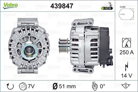 Mercedes Alternator (14v 250a) X-Class 470 18>20 W463 15>18 W222 13>17 Sprinter 906 09> 907 910 18> - Valeo 439847
