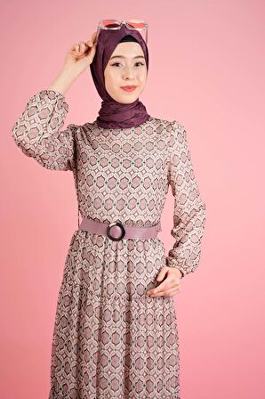 Yeni Koleksiyon Astarlı Şifon Sarmal - Kalp Desen Pembe