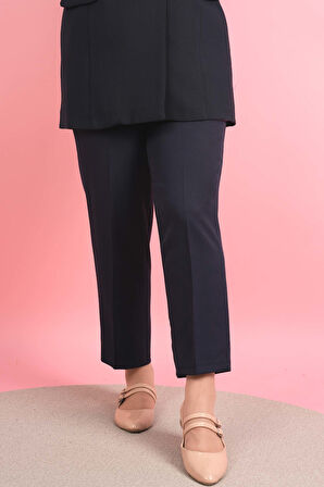 Kadın Dar Kalıp Havuç Pantolon Bel Lastikli Pantolon Lacivert