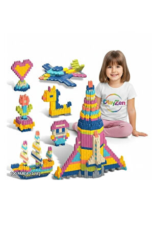 Constructo Stem 100 Parça - Eğitici Oyuncak Yapı Oyuncağı Montessori Zeka Oyunu Yapı Taşları Seti