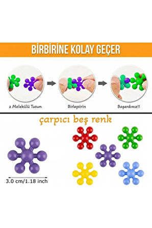 Master Molecules Eğitici Yaratıcı Molekül Stem Eğitimi Uyumlu 5 Renk 120 Parça Eğitici Oyuncak
