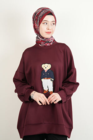 Scuba Tunik Ön Bukre Bear Tunik Bordo