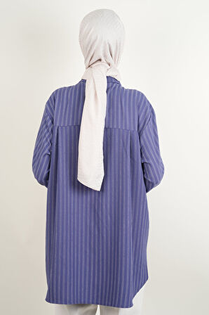 Kadın Gömlek -Kolyeli Rahat Kesim Gömlek Mor