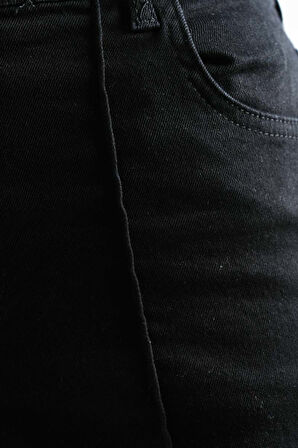 Bayan Bol Paça Kot Pantolon Palazzo Denim Siyah