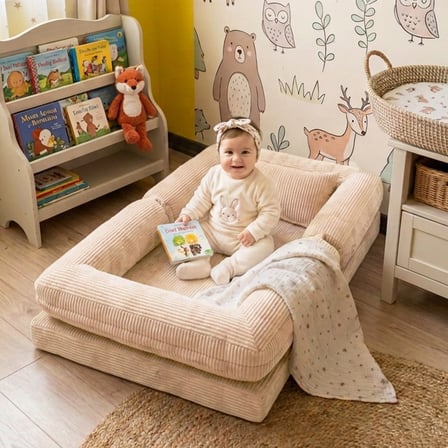 Montessori Yatak Oyun Alanlı Bebek Yer Yatağı Sünger Çocuk Karyola