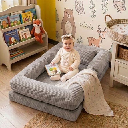Montessori Yatak Oyun Alanlı Bebek Yer Yatağı Sünger Çocuk Karyola