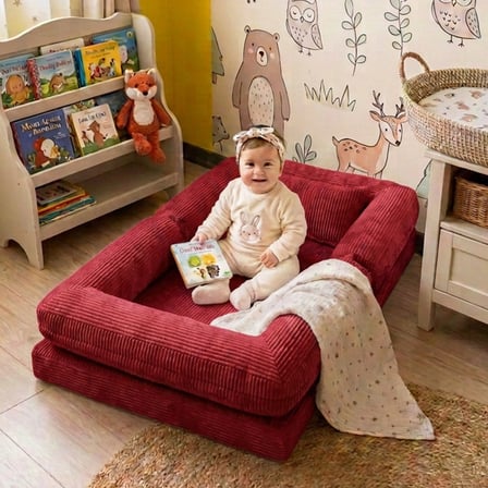 Montessori Yatak Oyun Alanlı Bebek Yer Yatağı Sünger Çocuk Karyola