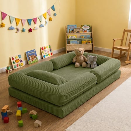 Montessori Yatak Oyun Alanlı Bebek Yer Yatağı Sünger Çocuk Karyola