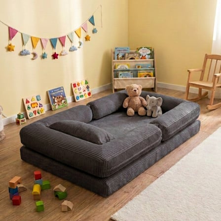 Montessori Yatak Oyun Alanlı Bebek Yer Yatağı Sünger Çocuk Karyola