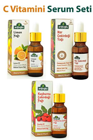 Arifoğlu C Vitamin Serum Seti: Nar Çekirdeği Yağı 20 Ml + Limon Yağı 20 Ml + Kuşburnu Yağı 20 Ml