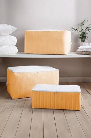 Turuncu Çizgili Medium Baza Çekyat Altı 5 Adet Hurç 50x30x20 cm