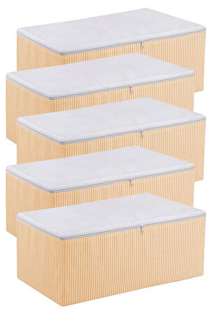 Turuncu Çizgili Medium Baza Çekyat Altı 5 Adet Hurç 50x30x20 cm
