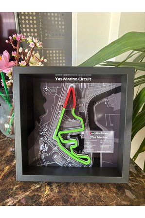 Arvina Atelier 3D Formula 1 Pist Haritası Abu Dhabi Yas Marina GP | Çerçeveli Dekoratif Tablo