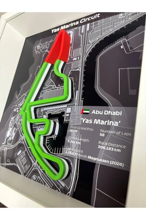 Arvina Atelier 3D Formula 1 Pist Haritası Abu Dhabi Yas Marina GP | Çerçeveli Dekoratif Tablo
