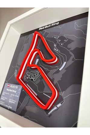 Arvina Atelier 3D Formula 1 Pist Haritası Austria Red Bull Ring | Çerçeveli Dekoratif Tablo