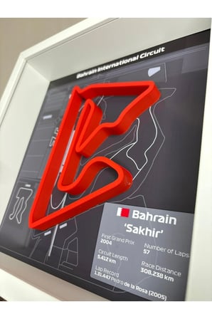 Arvina Atelier 3D Formula 1 Pist Haritası Bahrain Sakhir | Çerçeveli Dekoratif Tablo