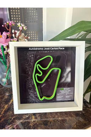 Arvina Atelier 3D Formula 1 Pist Haritası Brazil Autodromo José Carlos Pace | Çerçeveli Tablo