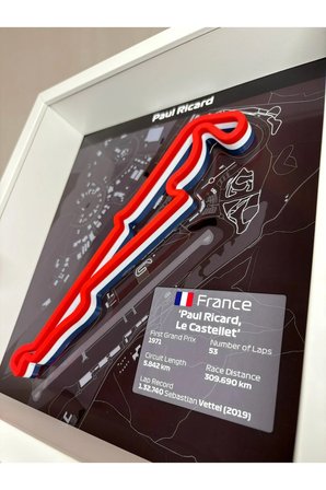 Arvina Atelier 3D Formula 1 Pist Haritası France Paul Ricard | Çerçeveli Dekoratif Tablo